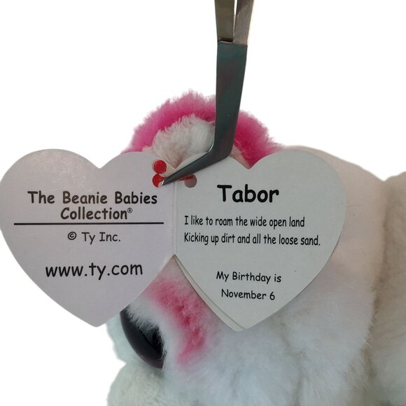 Ty Beanie Boos Tabor White Pink Tiger Plush 7" Stuffed Animal Toy NWT - Picture 6 of 7